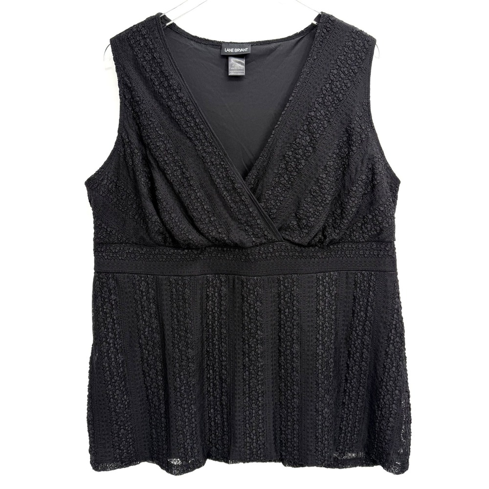 Lane Bryant Black Lace Babydoll Sleeveless Tank Top Size 22/24 Whimsigoth Witchy